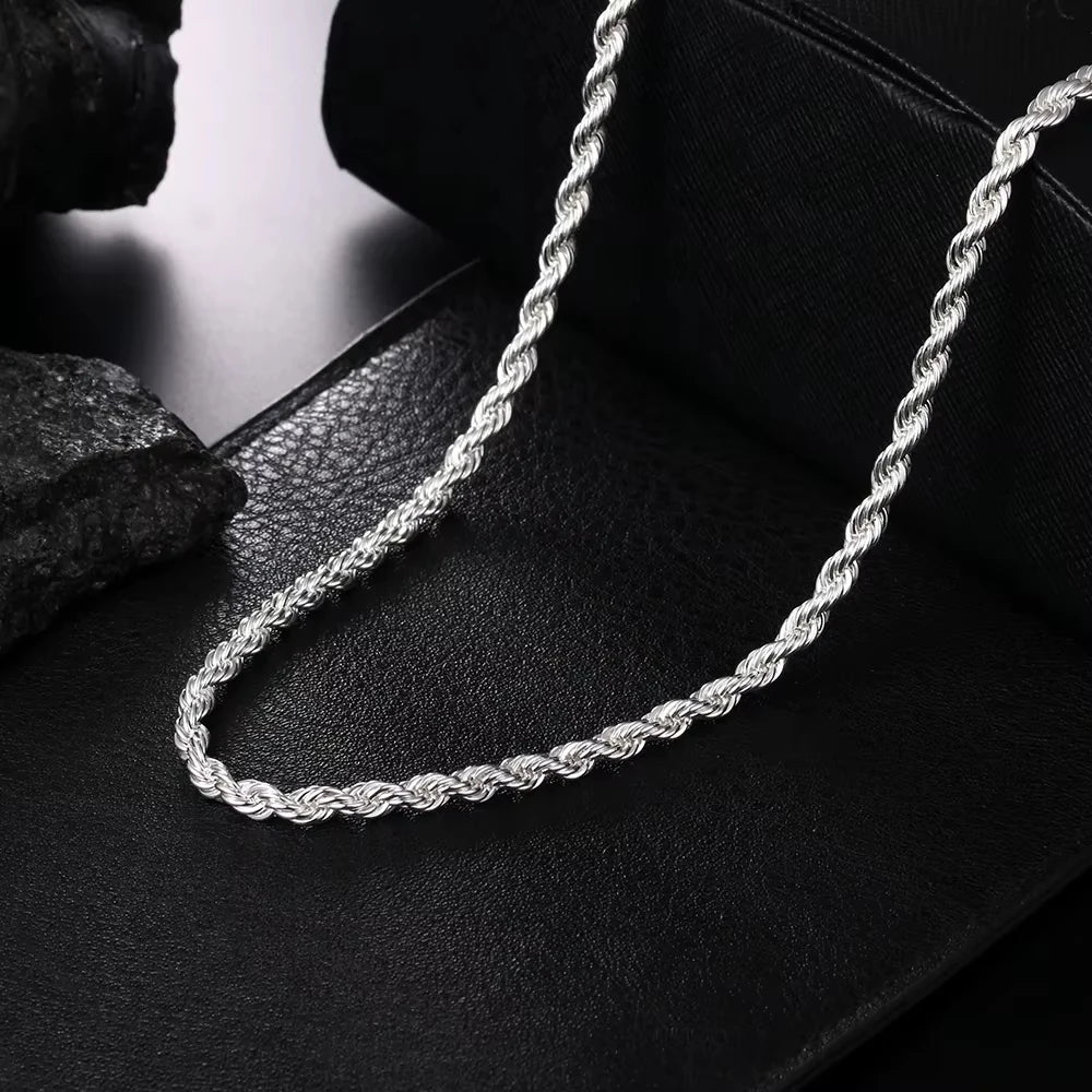 Hot Charms Fine 4MM Rope Chain  Necklaces for Woman Men Classic Fashion Jewelry Wedding Party Holiday Gifts
