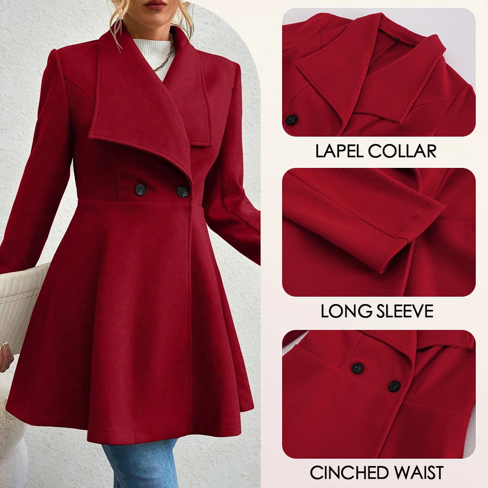 Mia Muse Wool Blend Double Breasted Coat Outerwear
