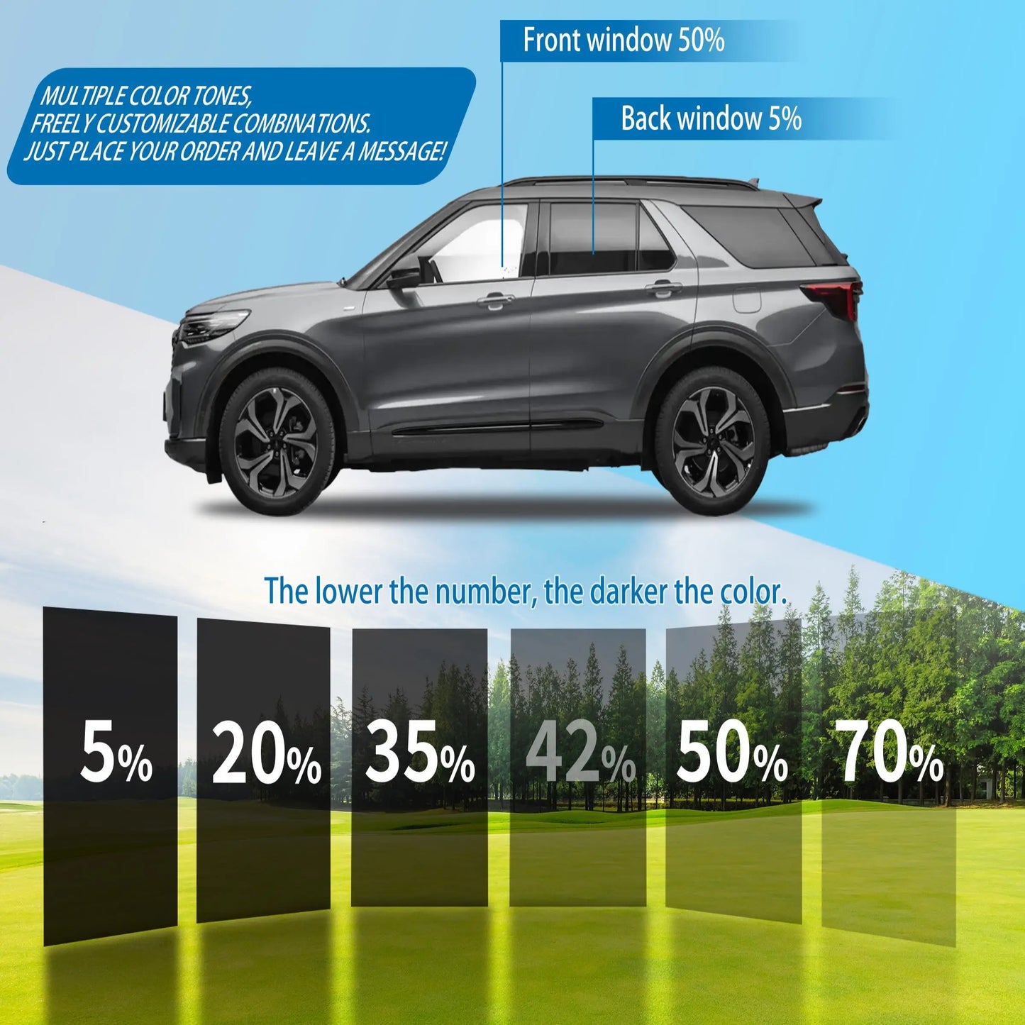 PreCut Window Tint Car For Toyota Rav4 2019-2025 Auto Sticker Sun UV-IR Blocking Heat & Glare 2Ply Windows Protector Films Shade