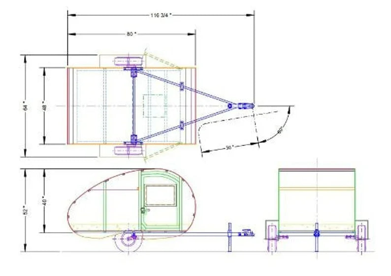 Motorcycle or Small Car Teardrop Trailer Plans DIY Camper Blueprints with Material and Cut List