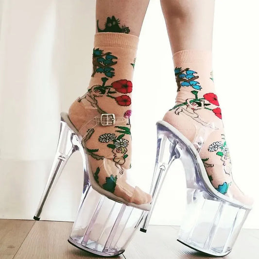 WUXIN H&P Women's 6in  Stripper Heels，Clear Platform Heels Sexy Stiletto Pole Dance Exotic Sandal Shoes