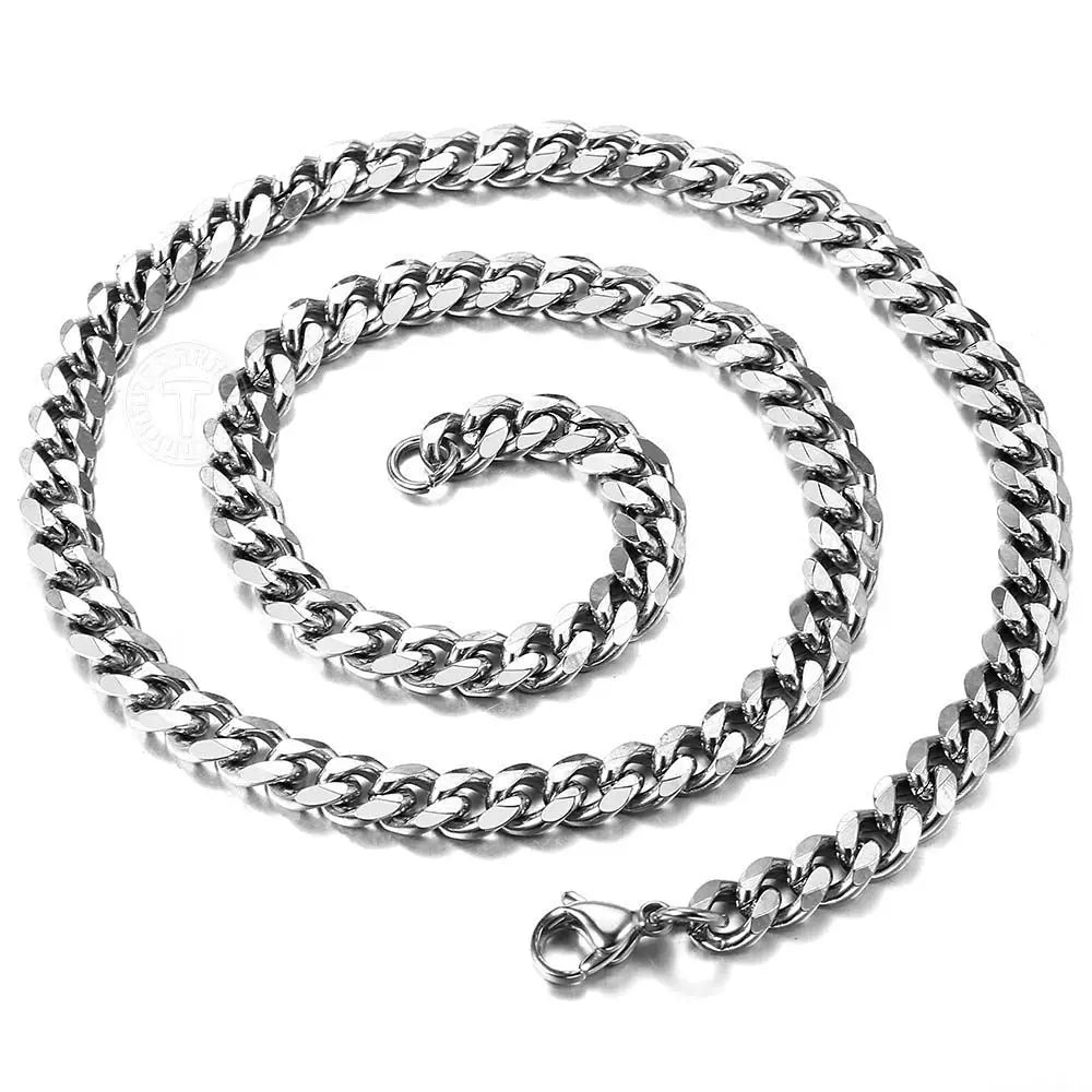 Mens Necklaces Chains Stainless Steel Black Gold Silver Color Necklace for Men Women 3/5/7/9/11mm Curb Cuban Chain Jewelry