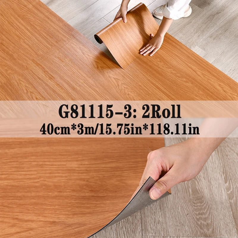 Peel and Stick Floor Tile，2 Roll Vinyl Flooring Roll 15.75"x 118.11"/25.8Sq.Ft Wood Grain Peel Stick Floor Tiles