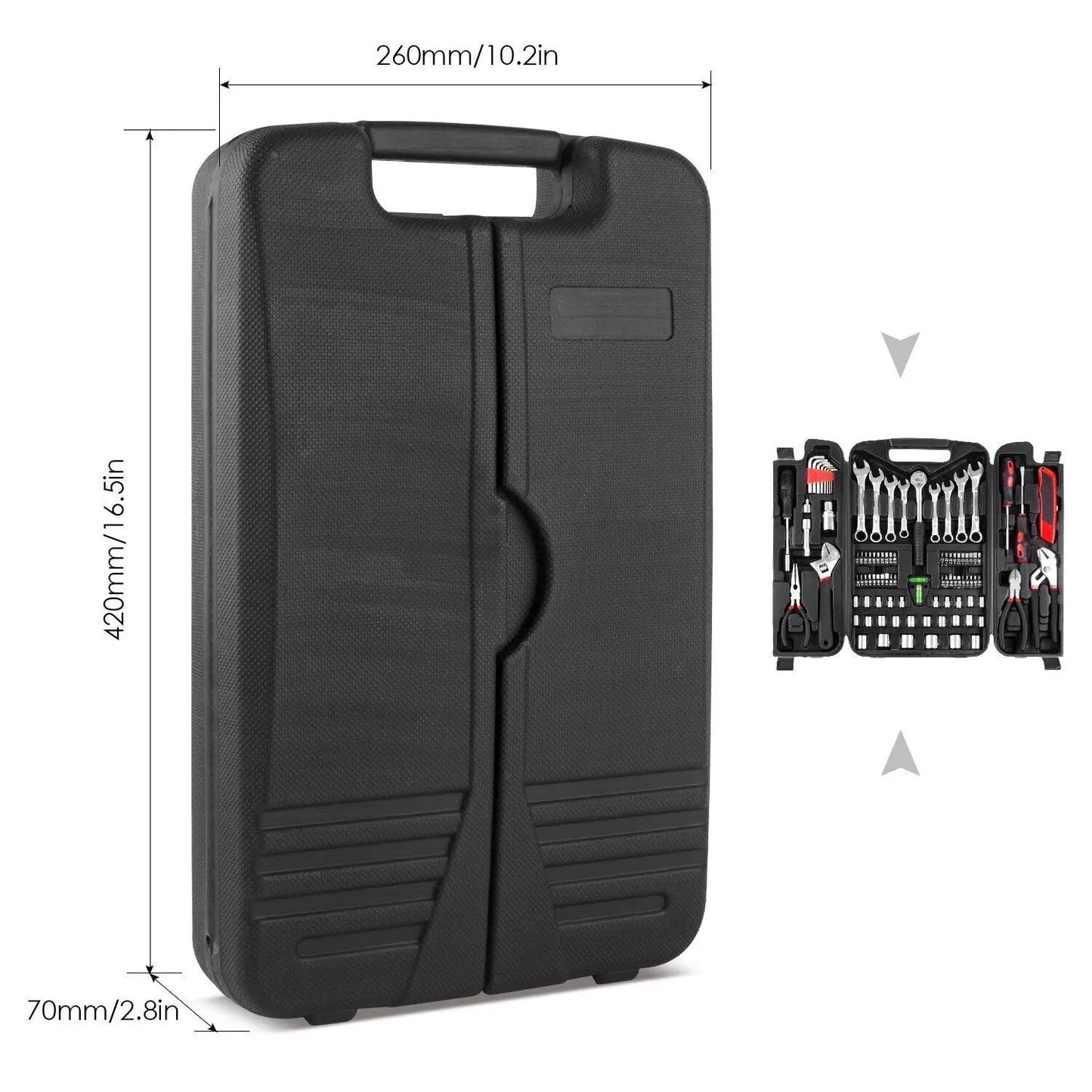 95PCS Mechanics Tool Set General Purpose Mixed Sockets and Wrenches Auto Repair Tool Kit with Plastic Storage Case