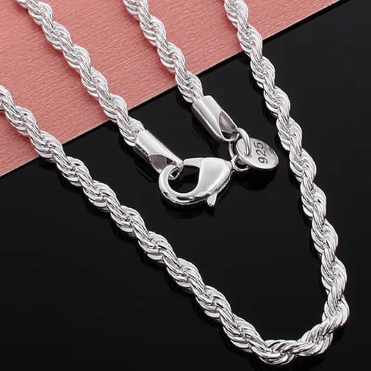 Hot Charms Fine 4MM Rope Chain  Necklaces for Woman Men Classic Fashion Jewelry Wedding Party Holiday Gifts