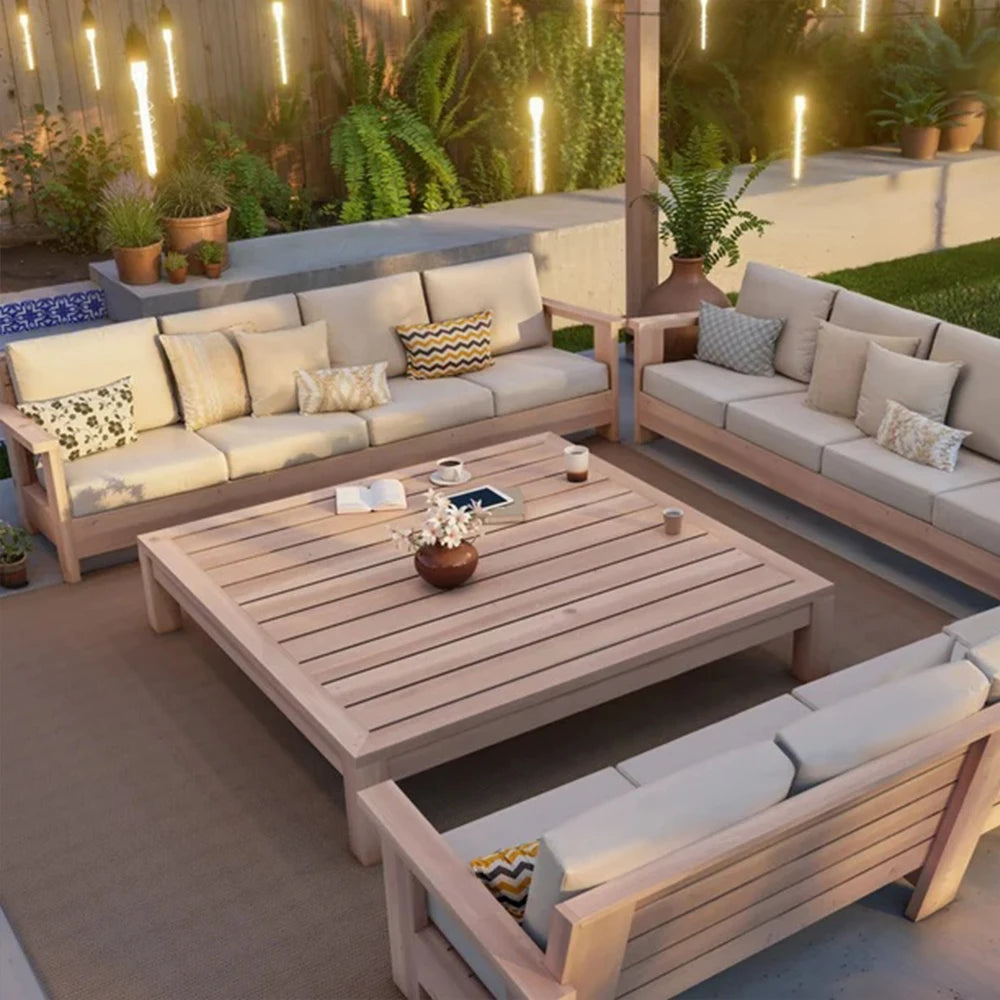 DIY Patio Bench and Table Plan Set Outdoor Sectional Seating Plans Ergonomic Patio Furniture Beginner Woodworking Project