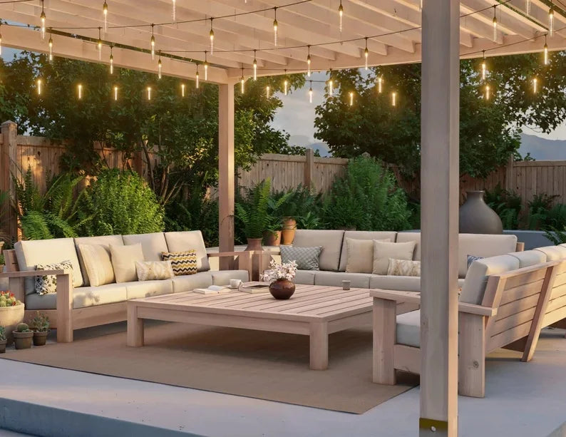 DIY Patio Bench and Table Plan Set Outdoor Sectional Seating Plans Ergonomic Patio Furniture Beginner Woodworking Project