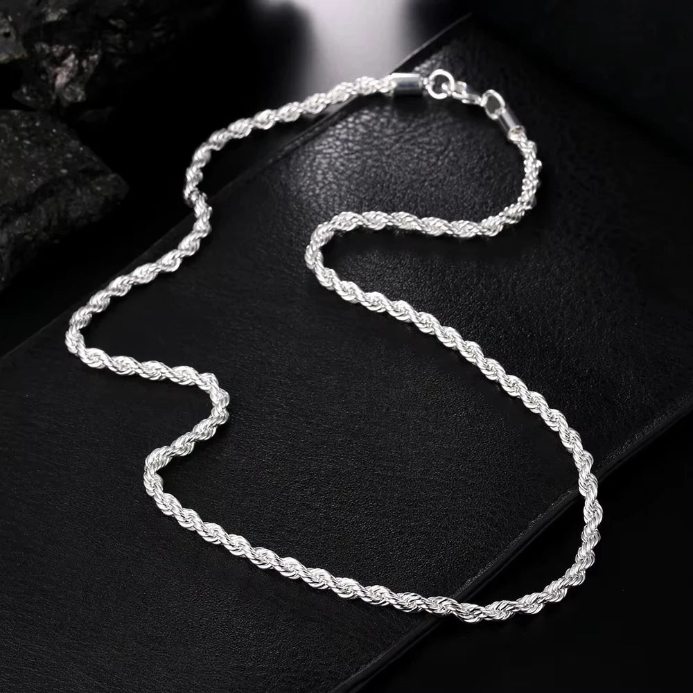 Hot Charms Fine 4MM Rope Chain  Necklaces for Woman Men Classic Fashion Jewelry Wedding Party Holiday Gifts