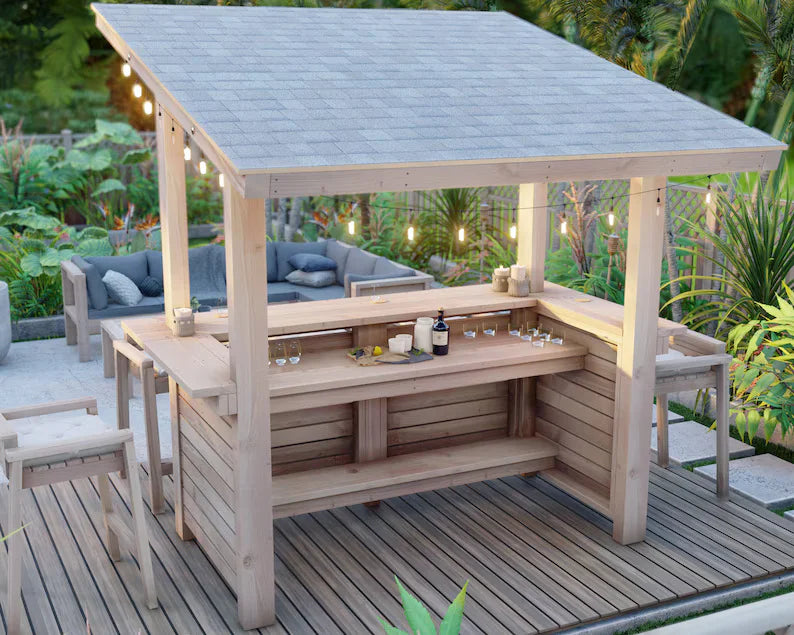 DIY Outdoor Bar with Roof Cover Plan Backyard Bar Plans Patio Bar with Storage