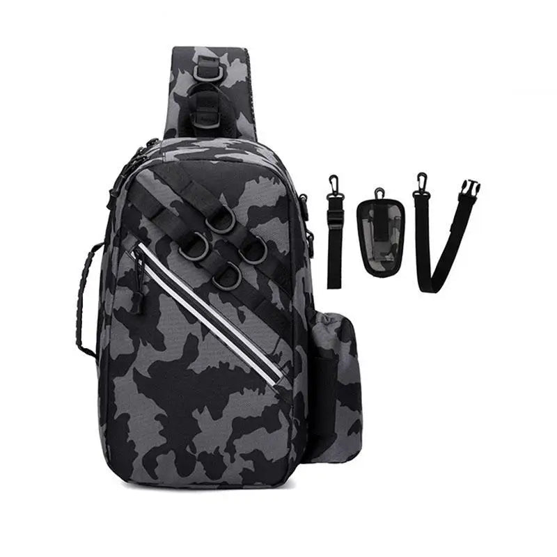 Unisex Fishing Backpack, Waterproof Multi-Function Tackle Bag with Luminous Design, Large Storage Capacity & Straps.