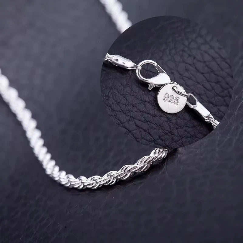 Hot Charms Fine 4MM Rope Chain  Necklaces for Woman Men Classic Fashion Jewelry Wedding Party Holiday Gifts