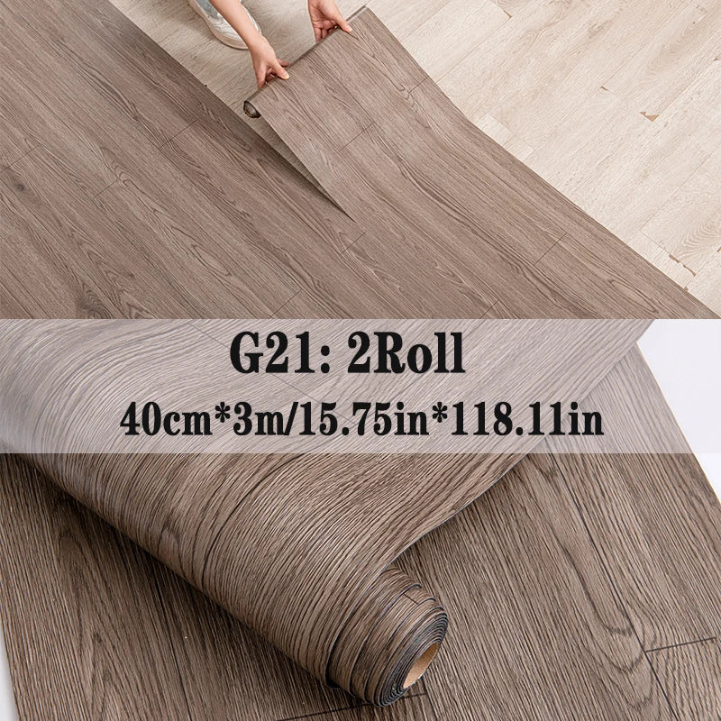 Peel and Stick Floor Tile，2 Roll Vinyl Flooring Roll 15.75"x 118.11"/25.8Sq.Ft Wood Grain Peel Stick Floor Tiles