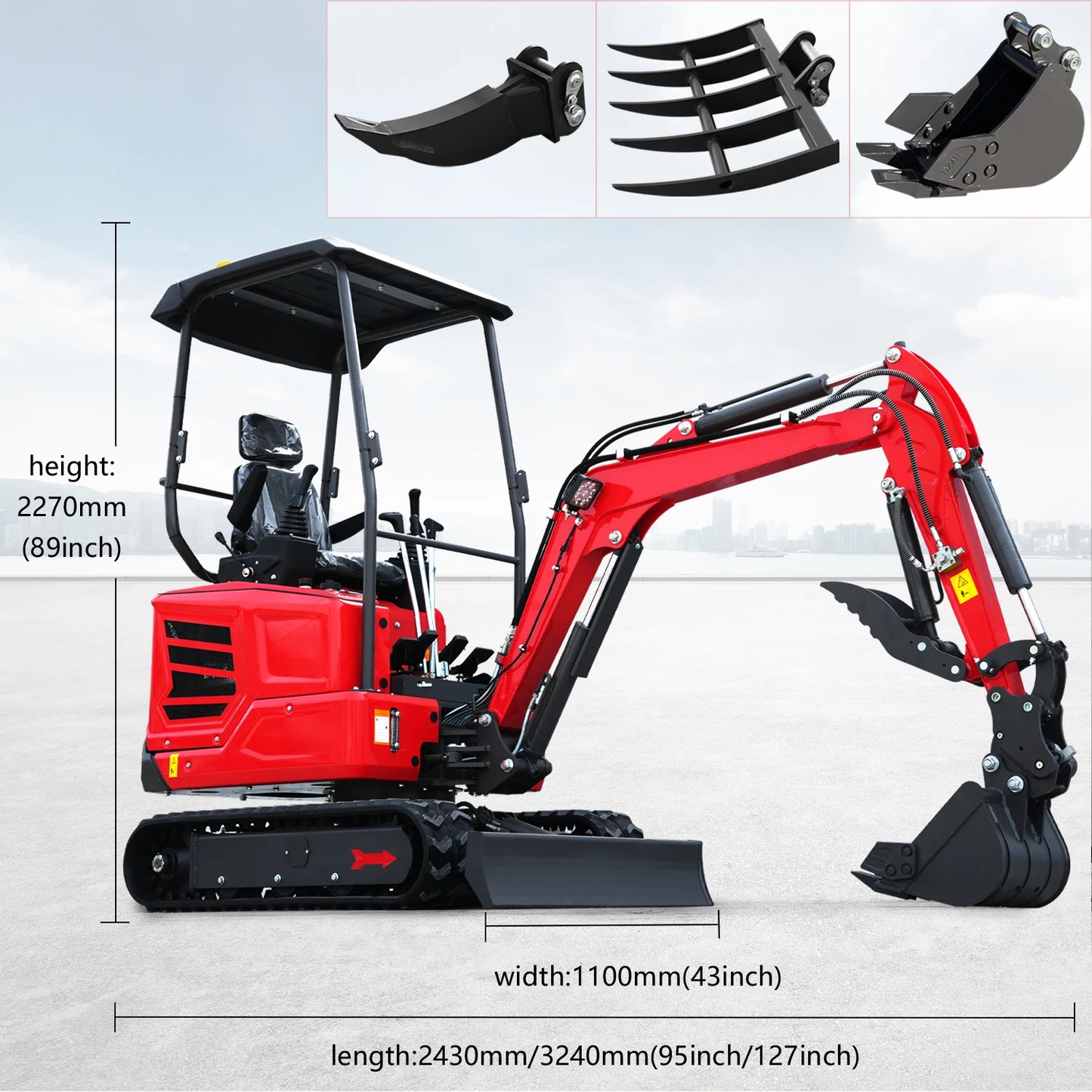 1-Ton and 2-Ton Mini Excavators — Premium Configuration, Compatible with Various Attachments. Shipped from the USA. custom made