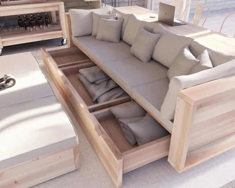 DIY Modular Sofa With Storage And Convertible Table Woodworking Building Plan Beginner Friendly Furniture Build