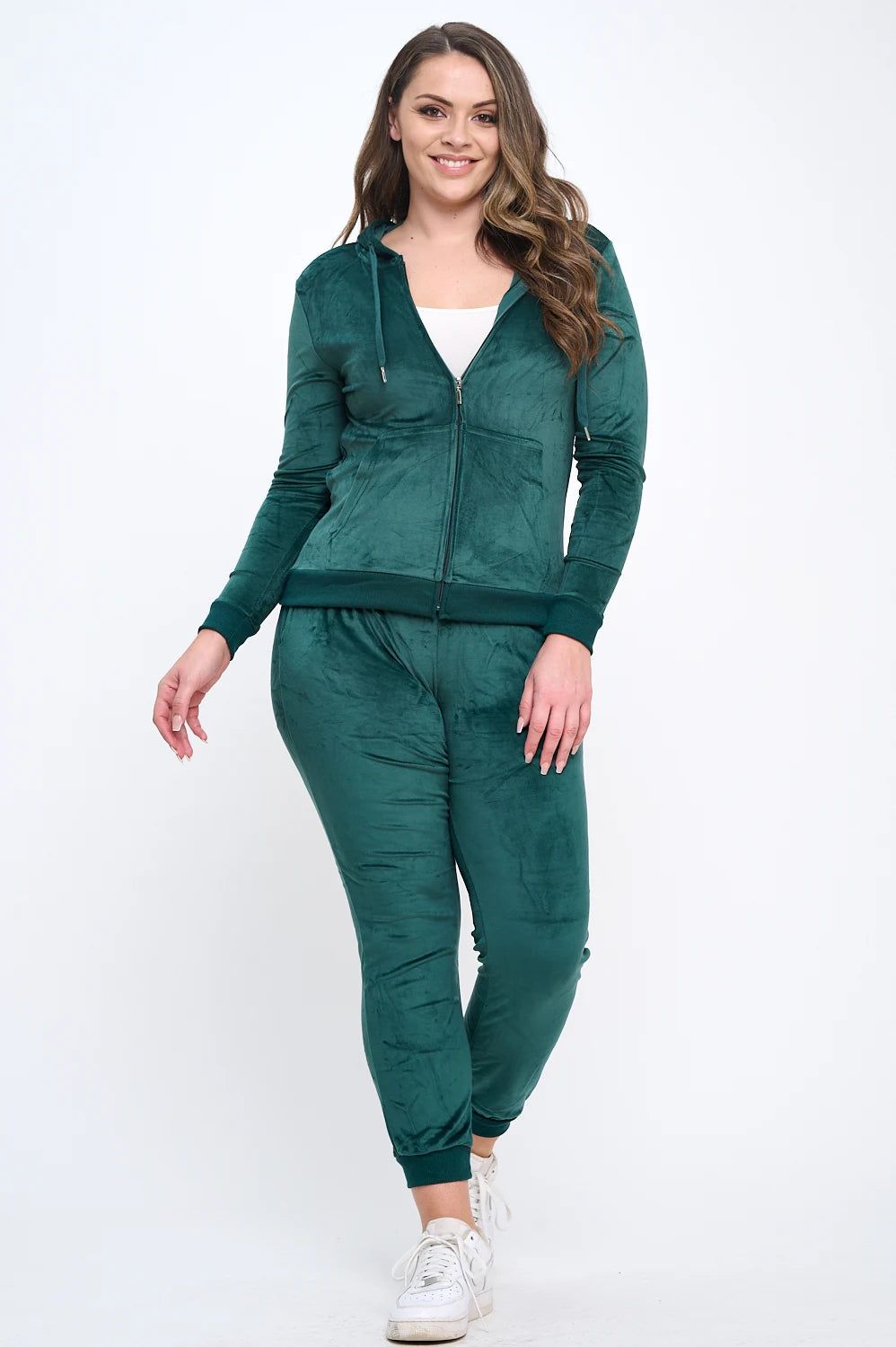 2 Piece Women's Velour Velvet Super Stretch Tracksuit Set