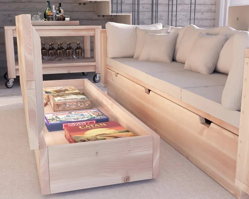 DIY Modular Sofa With Storage And Convertible Table Woodworking Building Plan Beginner Friendly Furniture Build