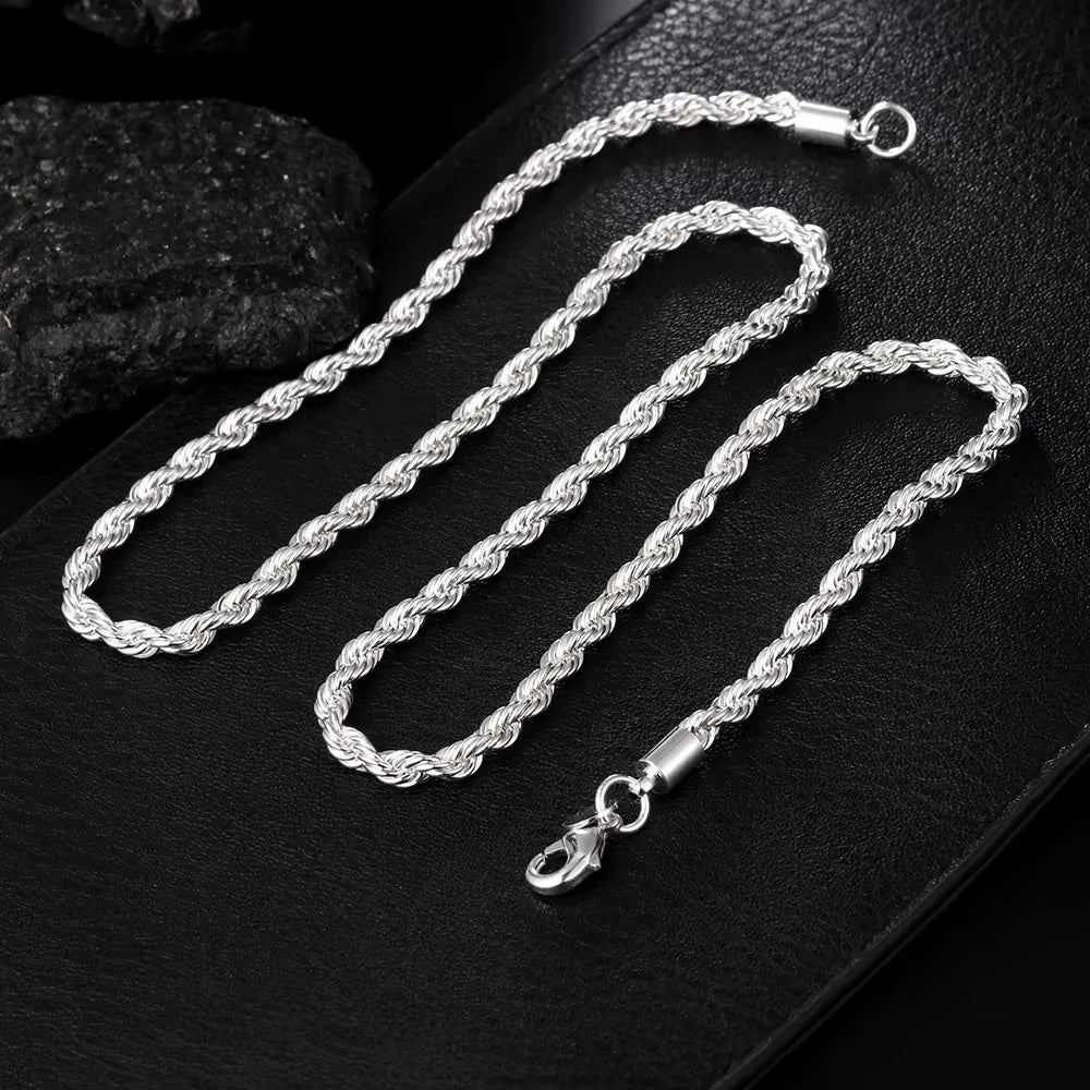 Hot Charms Fine 4MM Rope Chain  Necklaces for Woman Men Classic Fashion Jewelry Wedding Party Holiday Gifts