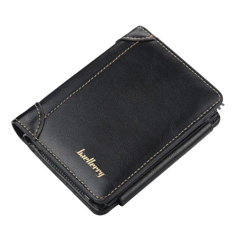New Leather Men Wallet High Quality Zipper Short Design Card Holder Vintage Coin Holder