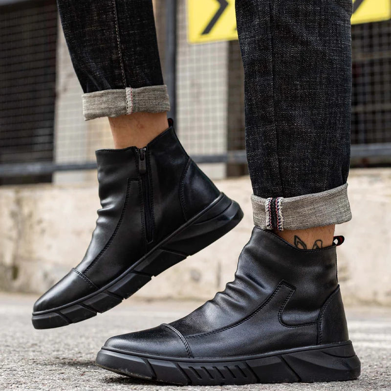 Genuine Leather Men's Boots Safety Shoes Men Chelsea Boots Steel Toe Shoes Work Sneakers Indestructible Shoes Security Boots