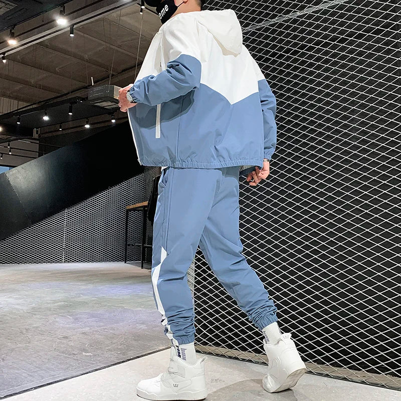 2025 Men Tracksuit Casual Joggers Hooded Sportswear Jacket and Pants 2 Piece Set Hip Hop Running Sports Suit