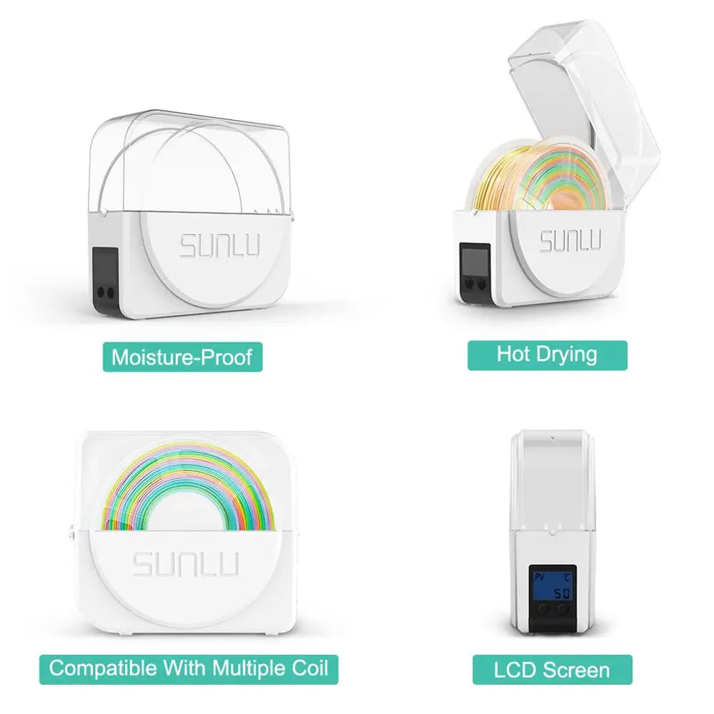 2025 3D Filament Dryer Printing Mate Drying Box Adjustable Thermo 360 Degree Heating Dust Moisture Knot Proof