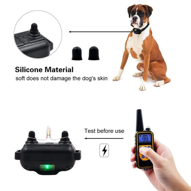 Electric Dog Training Collar Waterproof Bark Control Device with Remote Rechargeable for All Dog Sizes