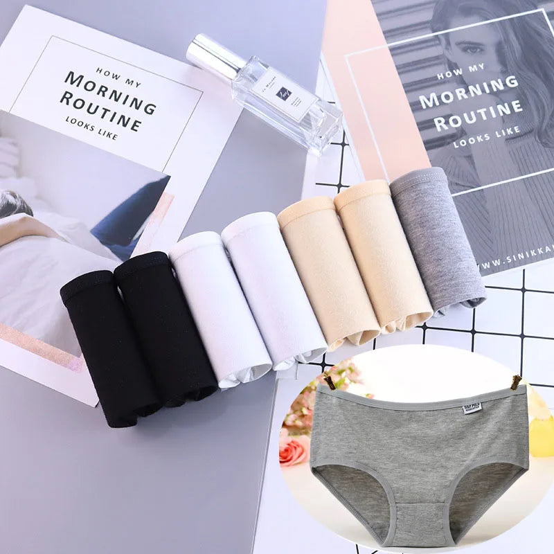 7 Pcs Lot Plus Size Women's Cotton Briefs Sexy Lingerie Shorts Solid Underwear M-4XL