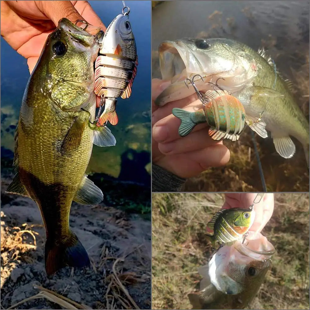 Bassdash SwimPanfish Multi Jointed Panfish Bluegill Swimbaits Topwater Hard Bass Fishing Crank Lure 24g 8.8cm 4 Colors