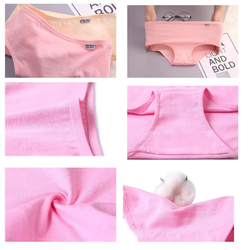 7 Pcs Lot Plus Size Women's Cotton Briefs Sexy Lingerie Shorts Solid Underwear M-4XL