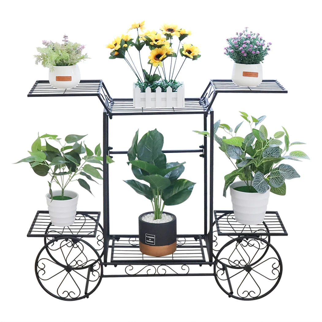 Large Metal Plant Stand Indoor 6 Tier Garden Cart Plant Holder Wrought Iron Display Shelf Rack Outdoor Decor