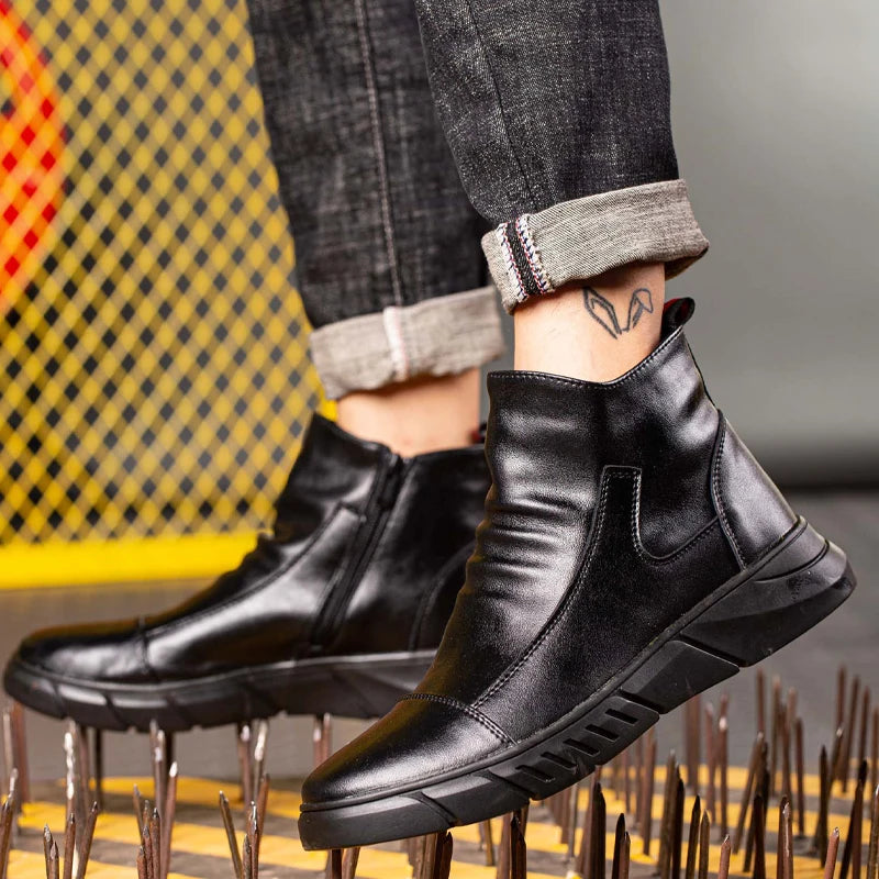 Genuine Leather Men's Boots Safety Shoes Men Chelsea Boots Steel Toe Shoes Work Sneakers Indestructible Shoes Security Boots
