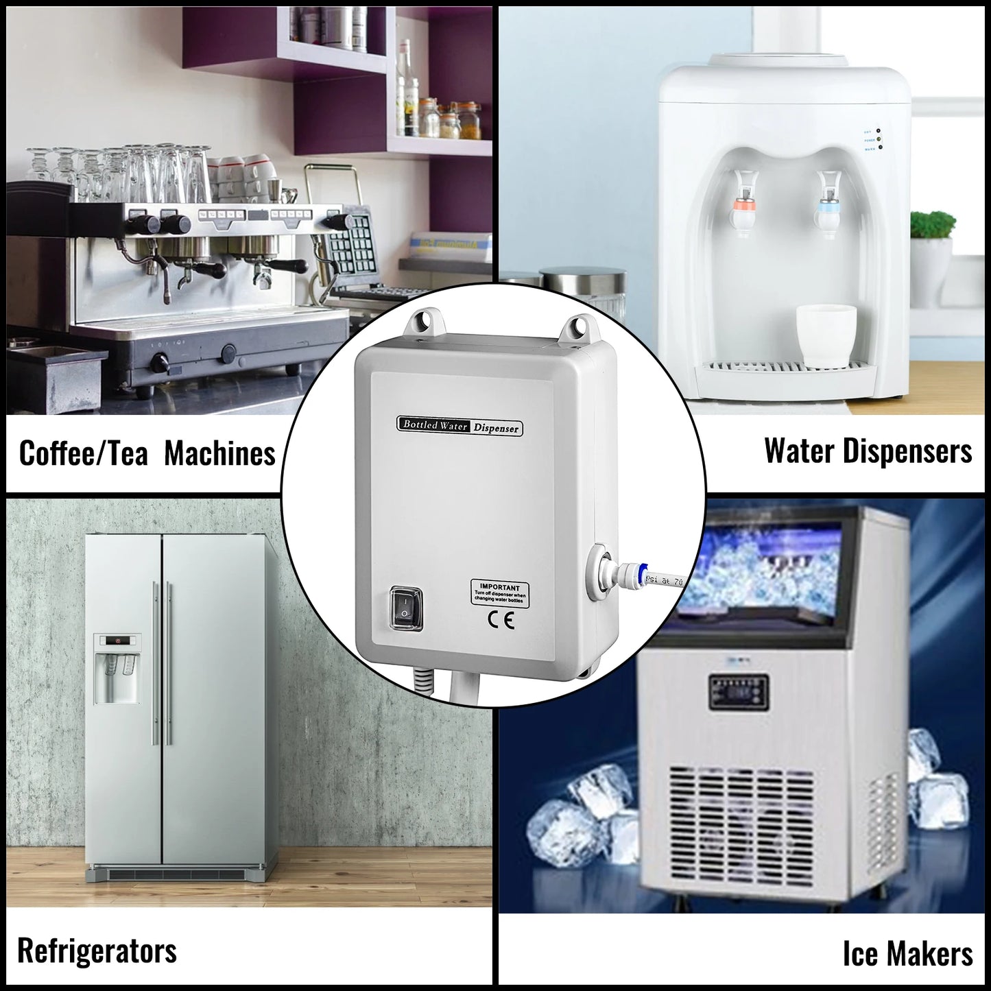 SucceBuy Bottled Water Dispensing Pump w/PE Pipe 1 Gal/MIN 40 PSI for Coffee Tea Machine Water Dispenser Refrigerator Ice Maker