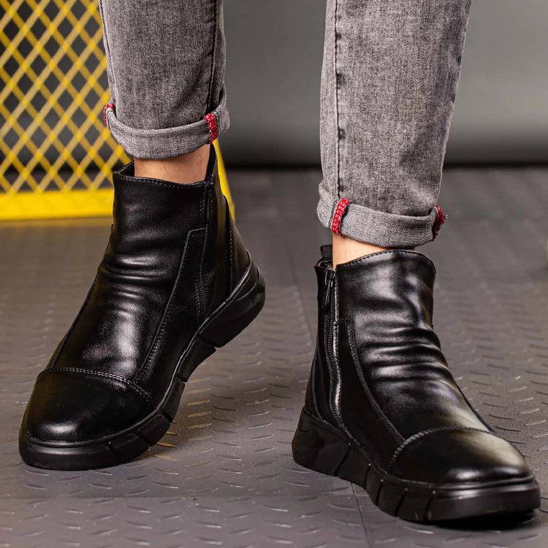 Genuine Leather Men's Boots Safety Shoes Men Chelsea Boots Steel Toe Shoes Work Sneakers Indestructible Shoes Security Boots