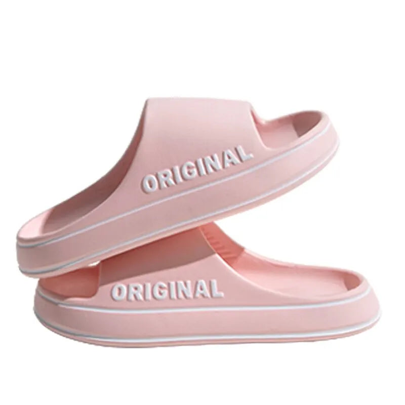Feslishoet Women Letter Slippers Beach Slides Solid Color Thick Sole Indoor Bathroom Anti Slip Shoes Summer Couple Sandals