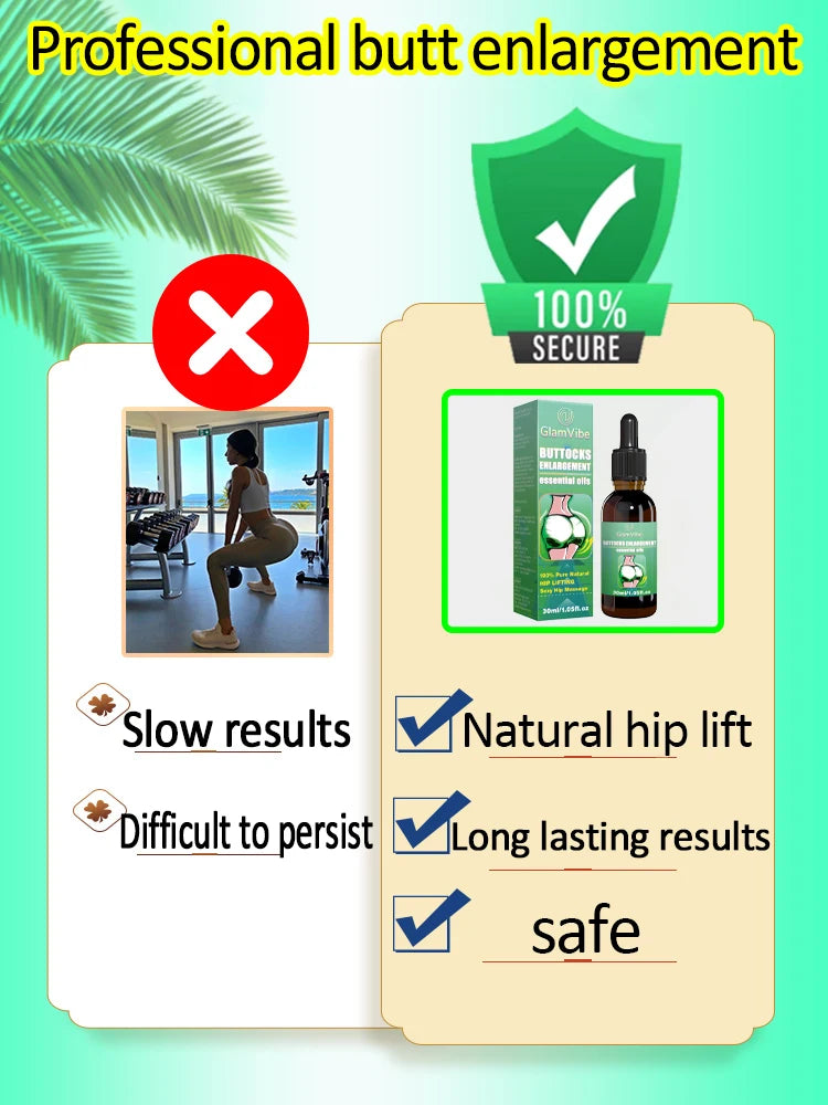 Buttocks Enhancement Oil Green Bottle 30ml Natural Formula for Fuller Buttocks