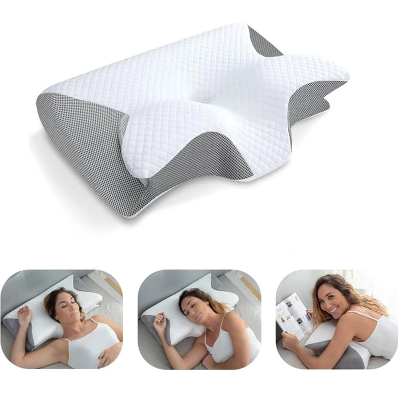 1pc Memory Foam Cervical Pillow 2 in 1 Ergonomic Contour Orthopedic Pillow for Neck Pain Contoured Support Pillow