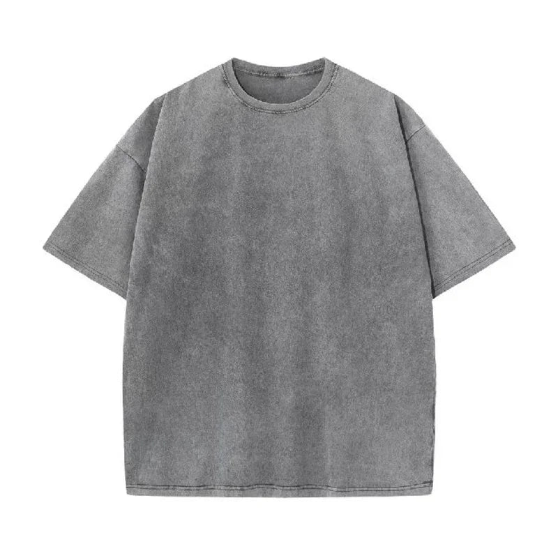 Korean Fashion Washed Vintage T Shirt Men Hip Hop Retro Tops