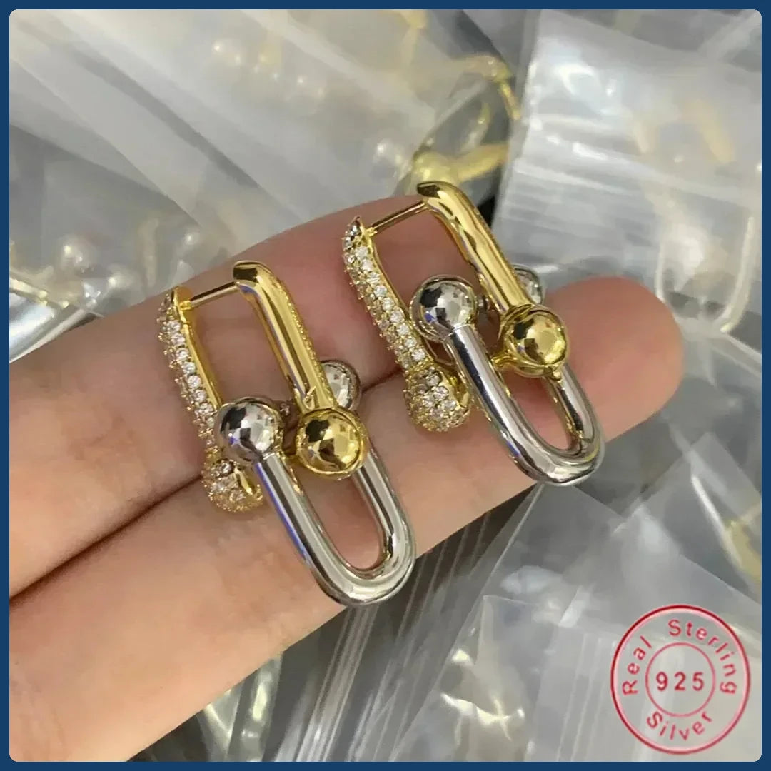 New Arrival S925 Sterling Silver Classic Letter T Bracelet and Necklace Set Retro Horseshoe Design High End Women's Jewelry