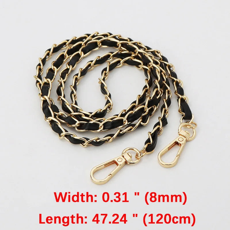 120cm Purse Chain Strap Crossbody Handbag Chains Replacement Leather Shoulder Bag Chain Straps Diy Women Girl Bag Part Accessory