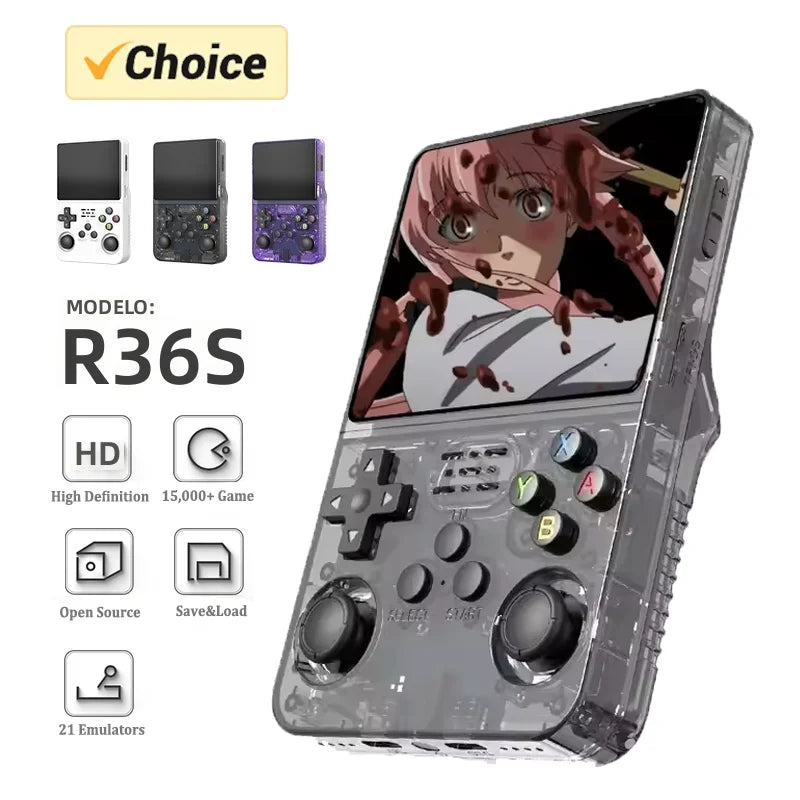 128GB Open Source R36S Video Game Console with 3.5 Inch Screen and 15000 Games