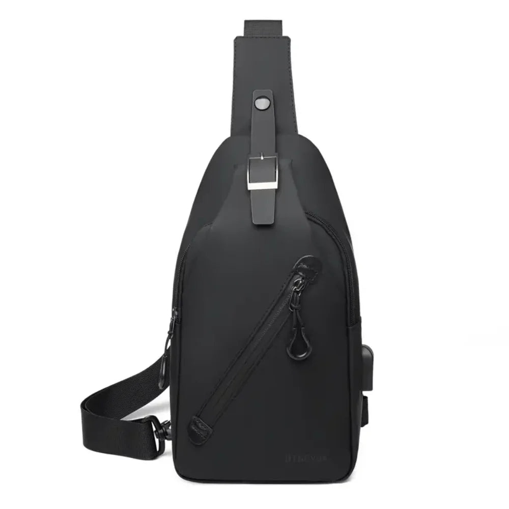 Versatile Stylish Functional Men's Backpack Adjustable Sling Bag for Men and Women Fashionable Crossbody Daypack in Black