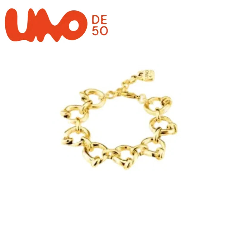 UNOde50 Silver Plated S925 And Gold Plated 14K Fashionable Chain Link Bracelet for Women