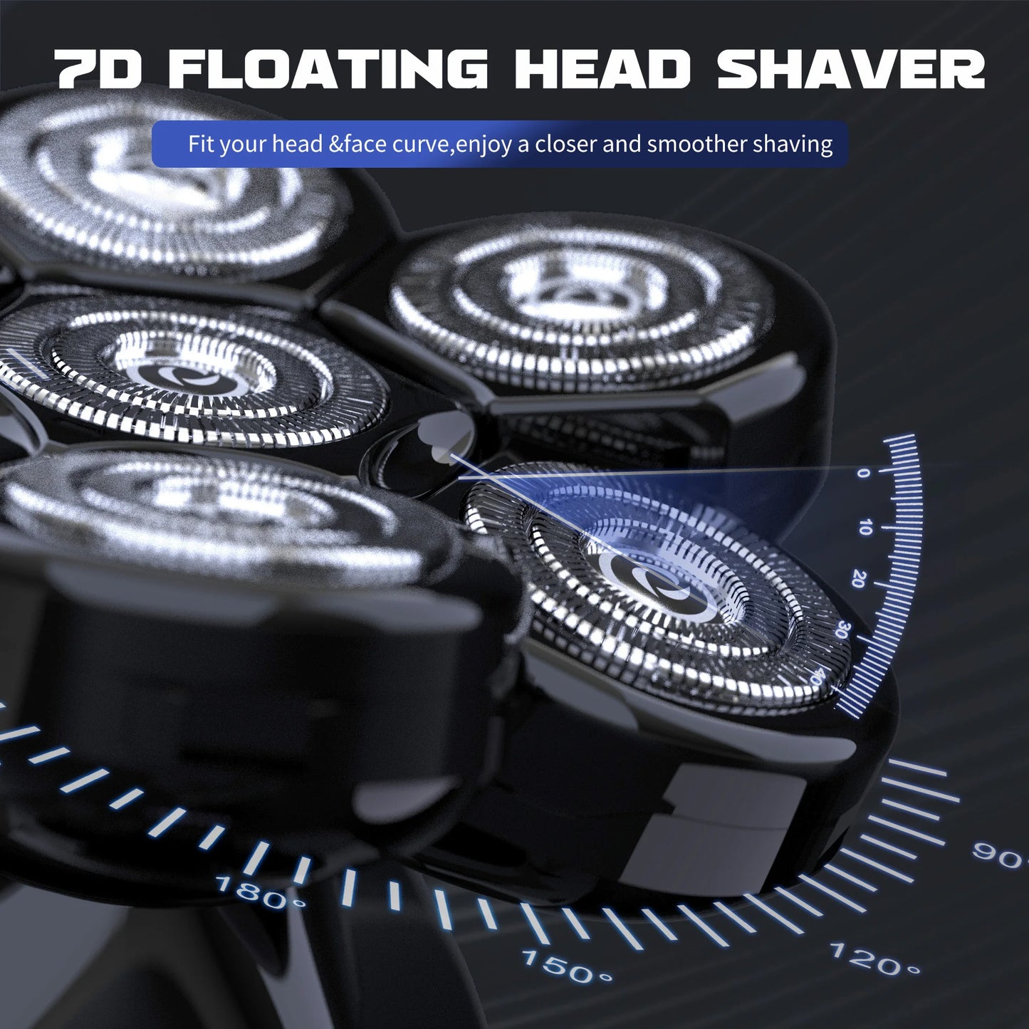 SEJOY Head Shavers for Bald Men Multifunctional 7D 6-in-1 Electric Razor with Nose Hair Trimmer Waterproof Men Grooming Kit