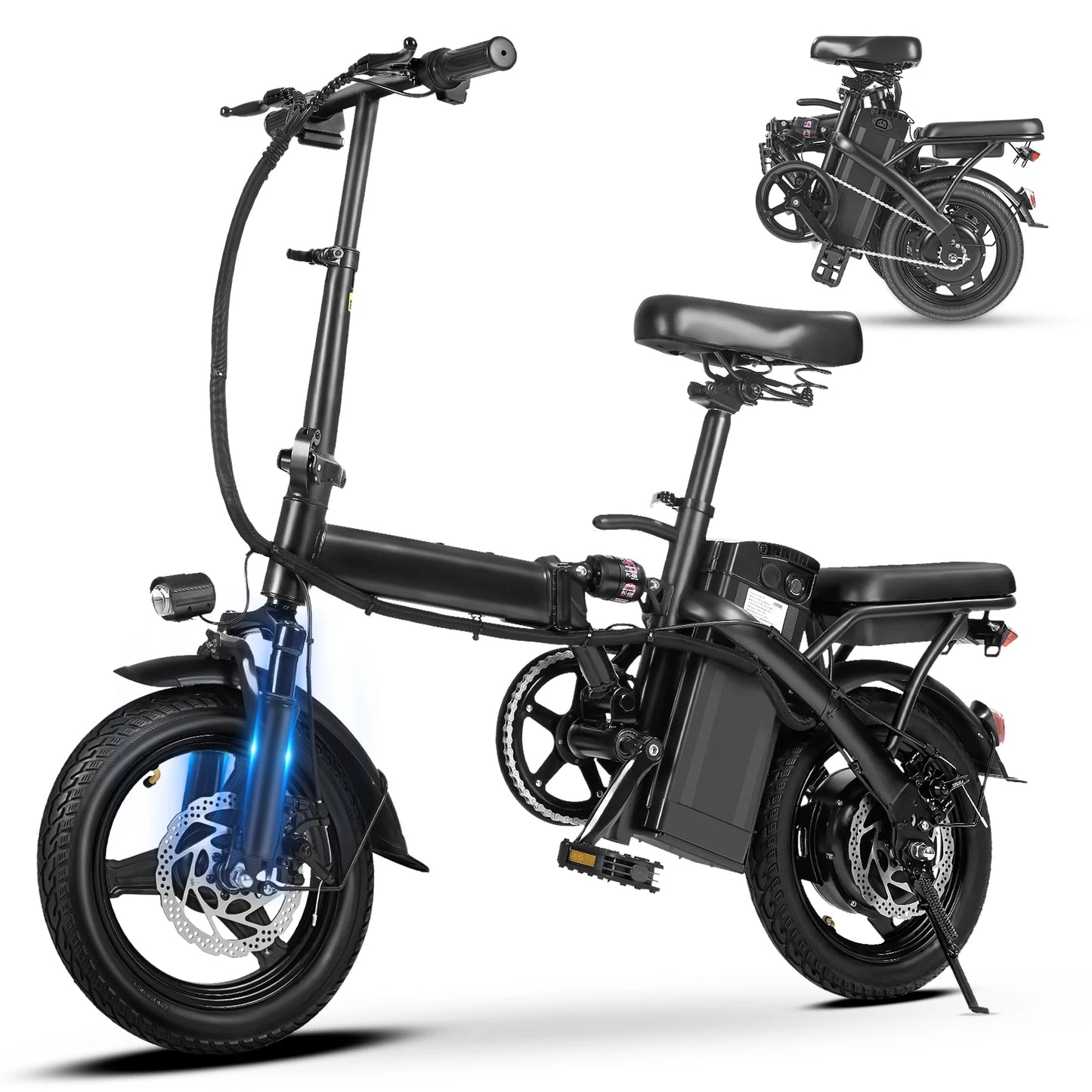 Adult Folding Electric Bicycle with 400W High Speed Motor and 48V Detachable Battery 14 Inch Double Brake Design
