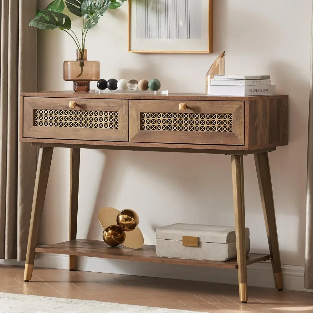 Guangbai Mid Century Modern Console Table With Two Drawers