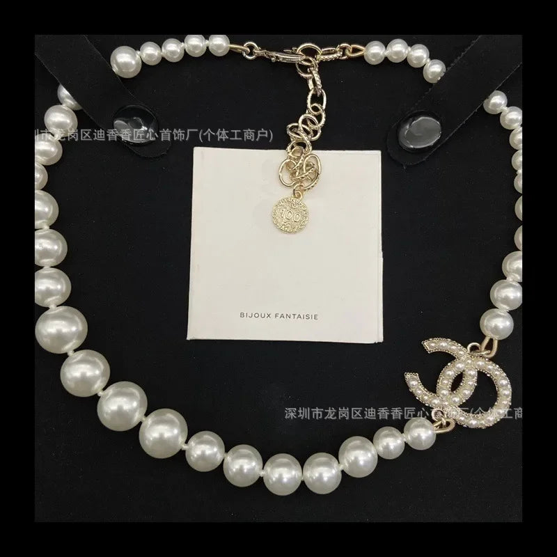 Diamond Stud Earrings, Pearl Necklace, Double Women's Fashion Brooch, Bracelet Set Series