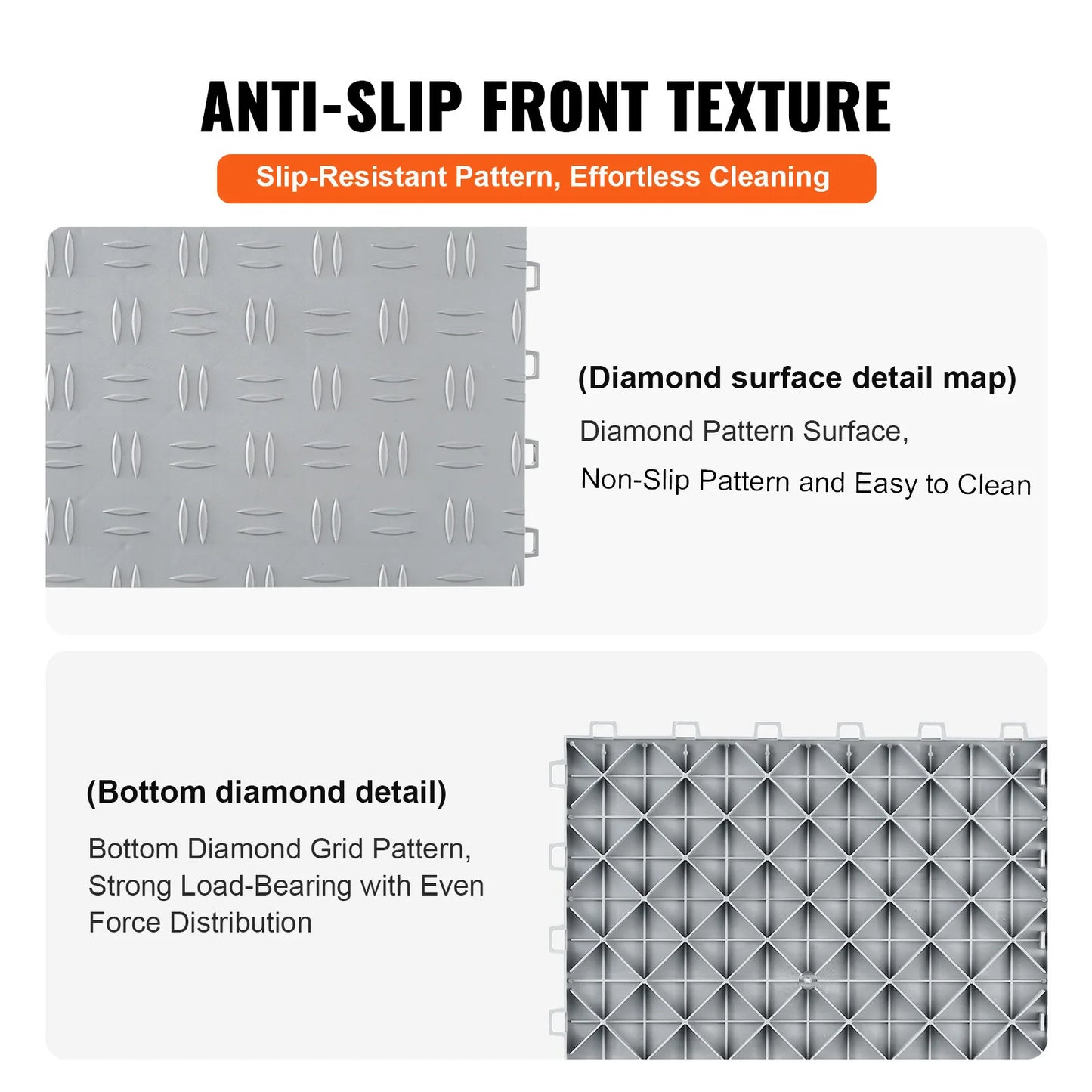 SucceBuy Garage Tiles Interlocking 12 x 12 x 0.53 inch 25 Pack Garage Floor Covering Tiles  for Garages Basements Silver