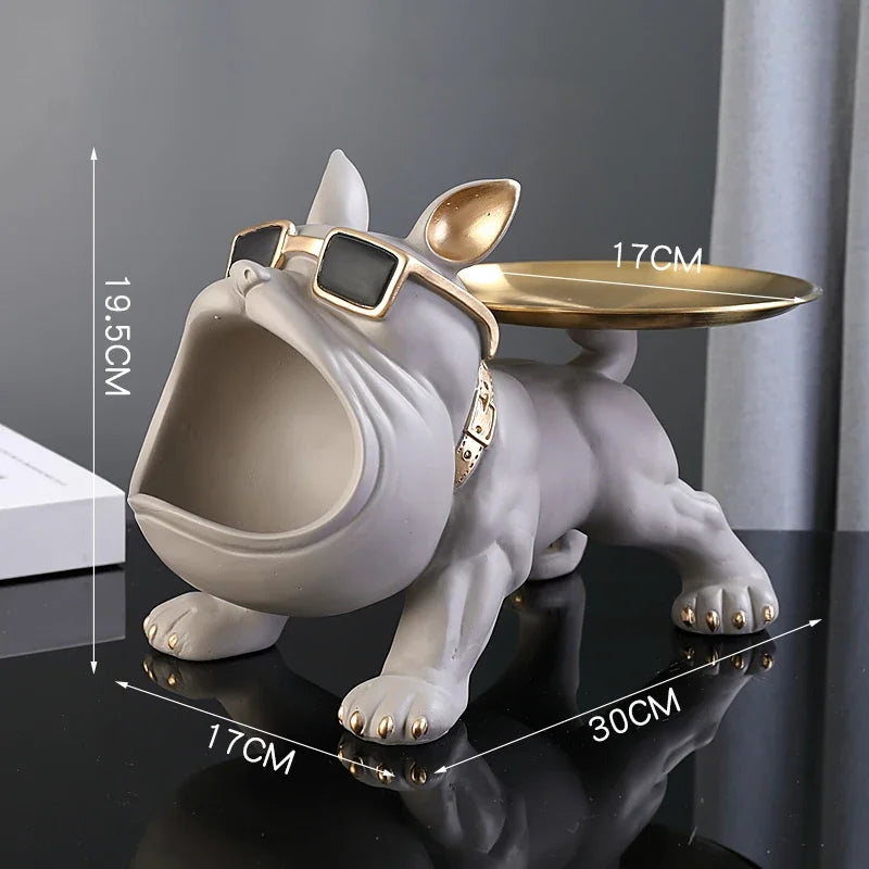 30cm Bulldog Figurine Dog Statue Storage Box Resin Craft Art Sculpture Home Decor Puppy Ornament