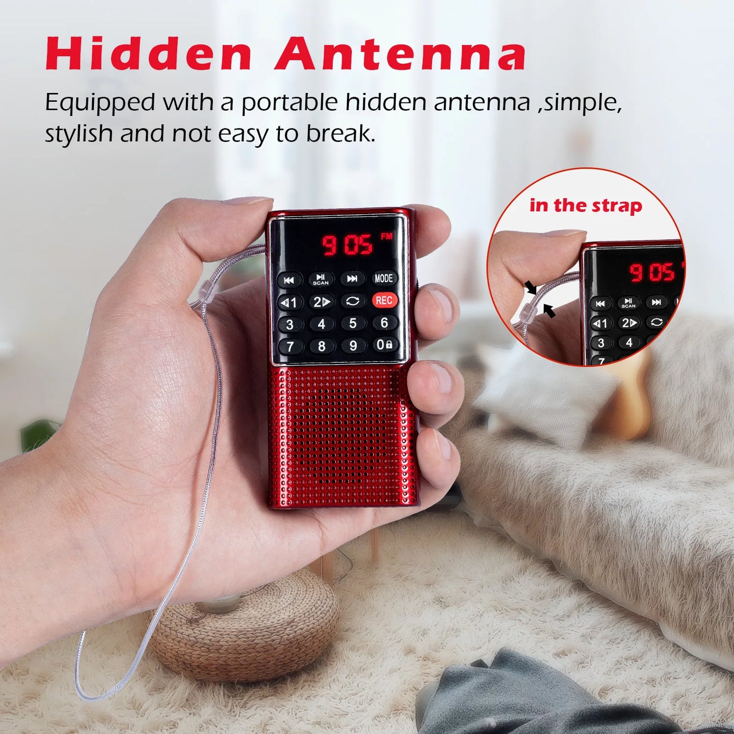 Mini Portable Pocket FM Radio Handheld MP3 Walkman with Recorder and Rechargeable Battery for Hiking