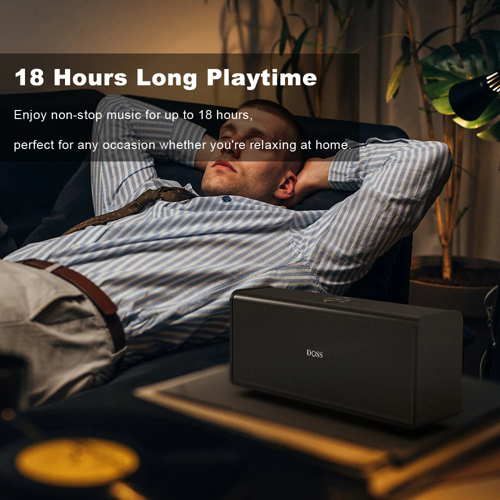 DOSS Home Bluetooth Speaker 80W Powerful Sound Bass Subwoofer Sound Box TWS Stereo Pairing 18 Hours Playtime Wireless Speakers